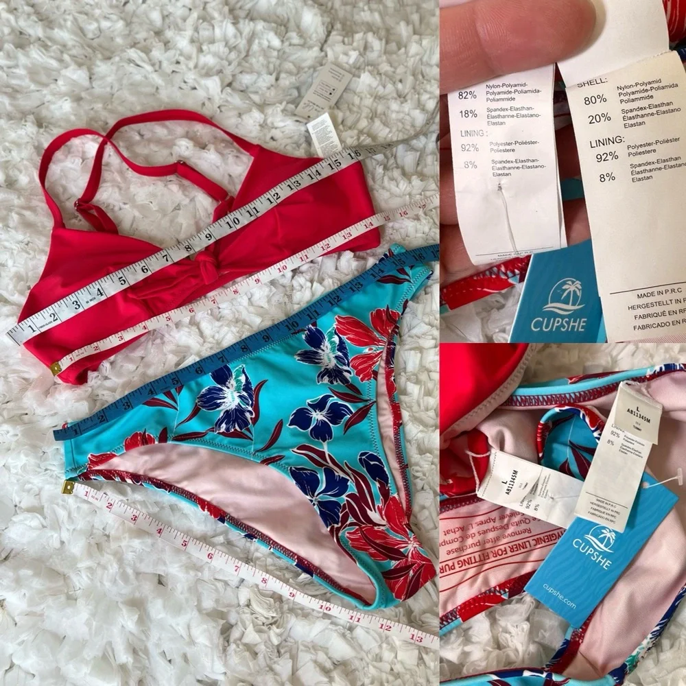 NWT Women's Two Piece Bikini Set Floral Print Knot‎ Bunny Tie SIZE M